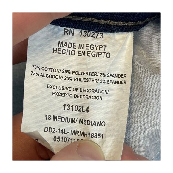 Riders By Lee Capri Pants Women's 18 Blue Cotton Stretch 5-Pockets Mid-Rise - Picture 3 of 8